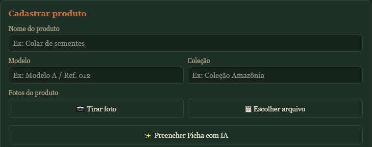 Cadastro de produto com IA